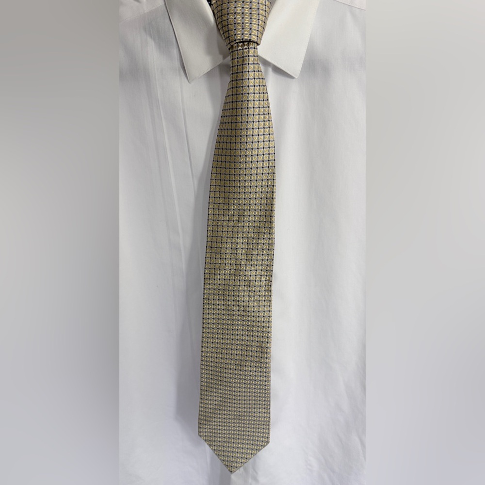 Tommy Hilfiger Gold and Blue Checkered Tie